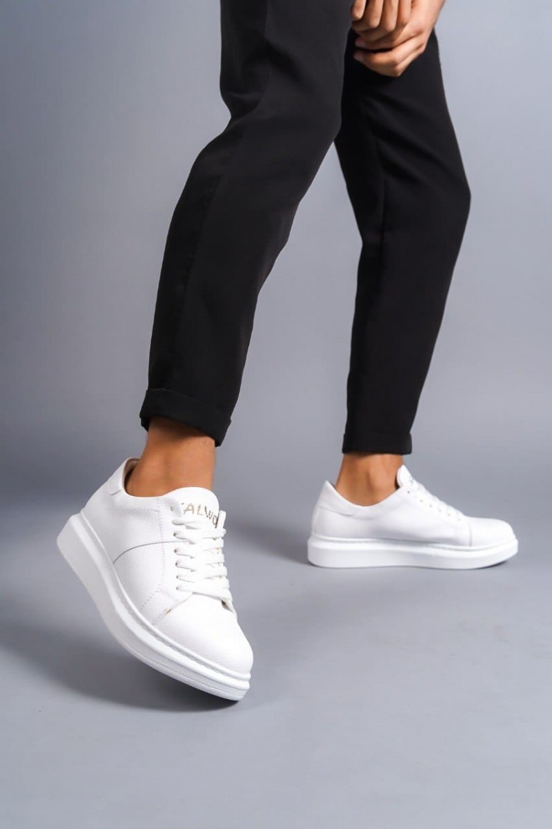 SLW151 Boost Bağcıklı Cilt Erkek Günlük Sneaker Ayakkabı CBT - Beyaz