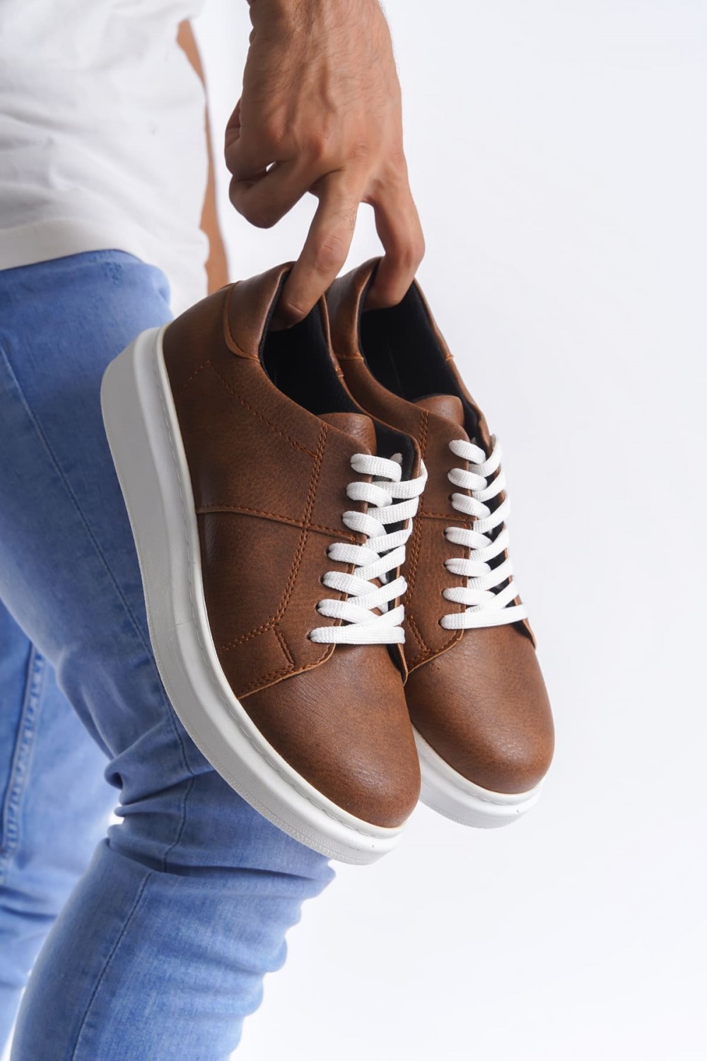 SLW151 Boost Bağcıklı Cilt Erkek Günlük Sneaker Ayakkabı CBT - Taba SLW151 Boost Bağcıklı Cilt Erkek Günlük Sneaker Ayakkabı CBT - Taba