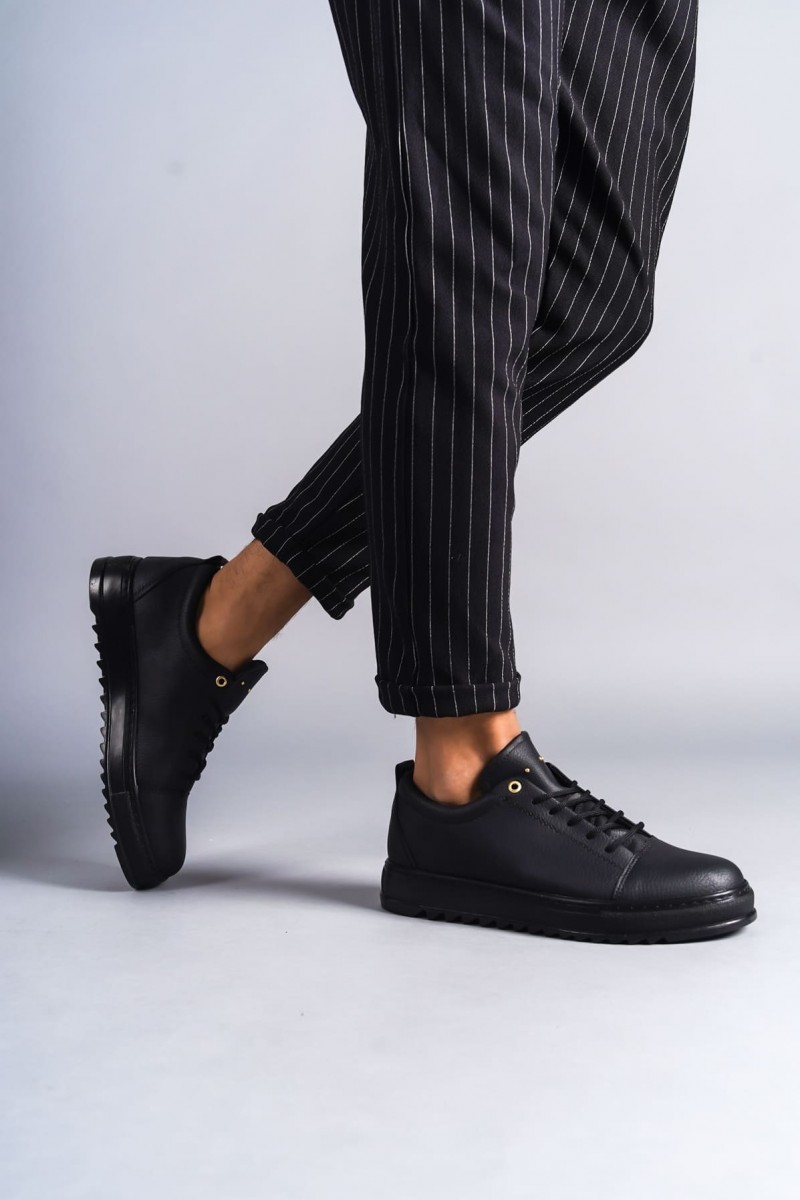 SLW152 Cool Bağcıklı Cilt Erkek Günlük Spor Klasik Ayakkabı CST - Siyah