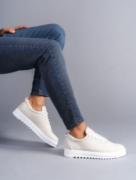 SLW152 Cool Bağcıklı Keten Erkek Günlük Spor Klasik Ayakkabı KBT - Beyaz SLW152 Cool Bağcıklı Keten Erkek Günlük Spor Klasik Ayakkabı KBT - Beyaz