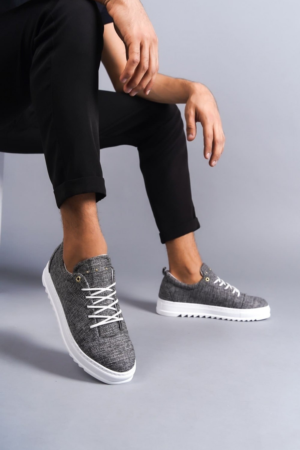 SLW152 Cool Bağcıklı Keten Erkek Günlük Spor Klasik Ayakkabı KBT - Gri SLW152 Cool Bağcıklı Keten Erkek Günlük Spor Klasik Ayakkabı KBT - Gri