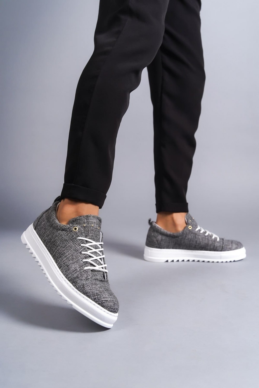 SLW152 Cool Bağcıklı Keten Erkek Günlük Spor Klasik Ayakkabı KBT - Gri SLW152 Cool Bağcıklı Keten Erkek Günlük Spor Klasik Ayakkabı KBT - Gri