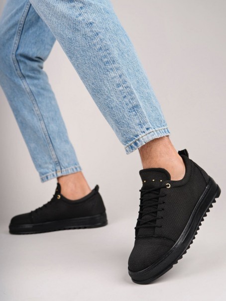 SLW152 Cool Bağcıklı Keten Erkek Günlük Spor Klasik Ayakkabı KST - Siyah SLW152 Cool Bağcıklı Keten Erkek Günlük Spor Klasik Ayakkabı KST - Siyah