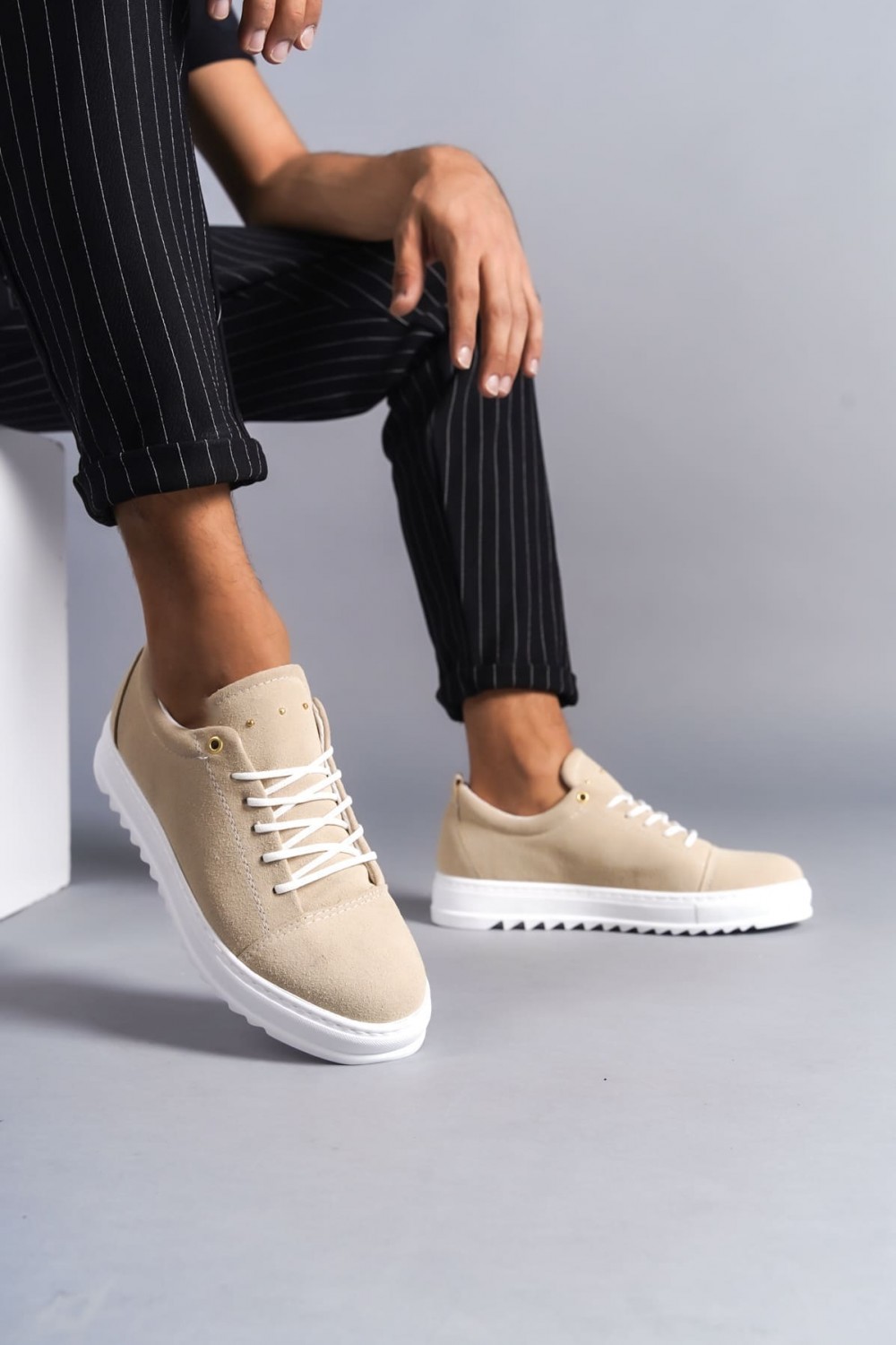 SLW152 Cool Bağcıklı Süet Erkek Günlük Spor Klasik Ayakkabı BT - Krem SLW152 Cool Bağcıklı Süet Erkek Günlük Spor Klasik Ayakkabı BT - Krem