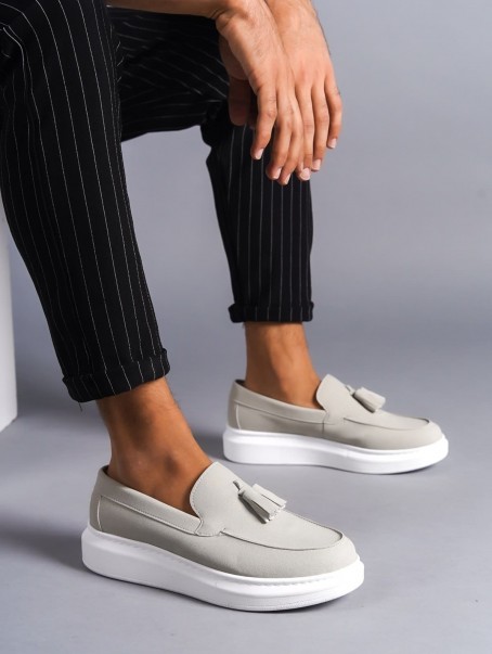 SLW154 Blaze Bağcıksız Püsküllü Süet Erkek Günlük Spor Klasik Ayakkabı SBT - Gri