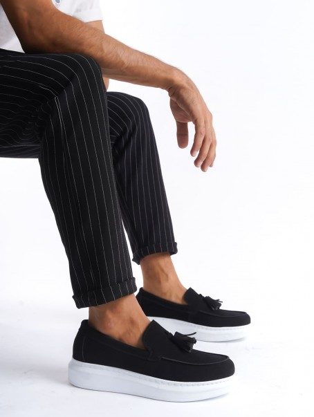 SLW154 Blaze Bağcıksız Püsküllü Süet Erkek Günlük Spor Klasik Ayakkabı SBT - Siyah