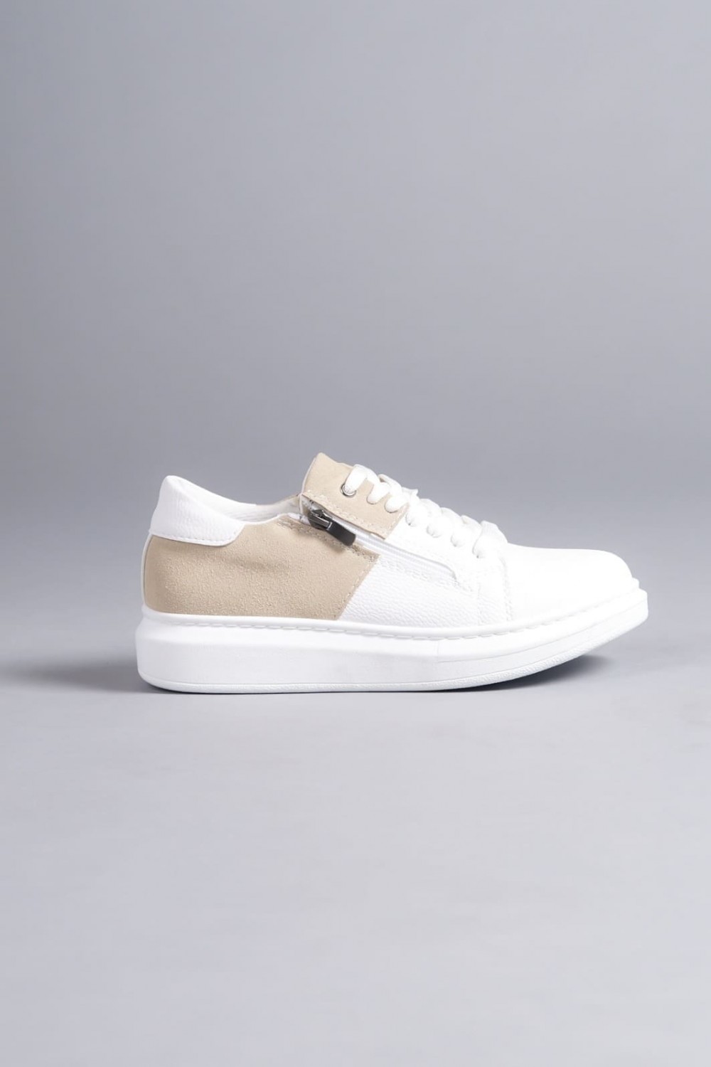 SLW155 Warrior Bağcıklı ve Fermuarlı Cilt Süet Erkek Günlük Sneaker Ayakkabı CSBT - Beyaz/Krem SLW155 Warrior Bağcıklı ve Fermuarlı Cilt Süet Erkek Günlük Sneaker Ayakkabı CSBT - Beyaz/Krem
