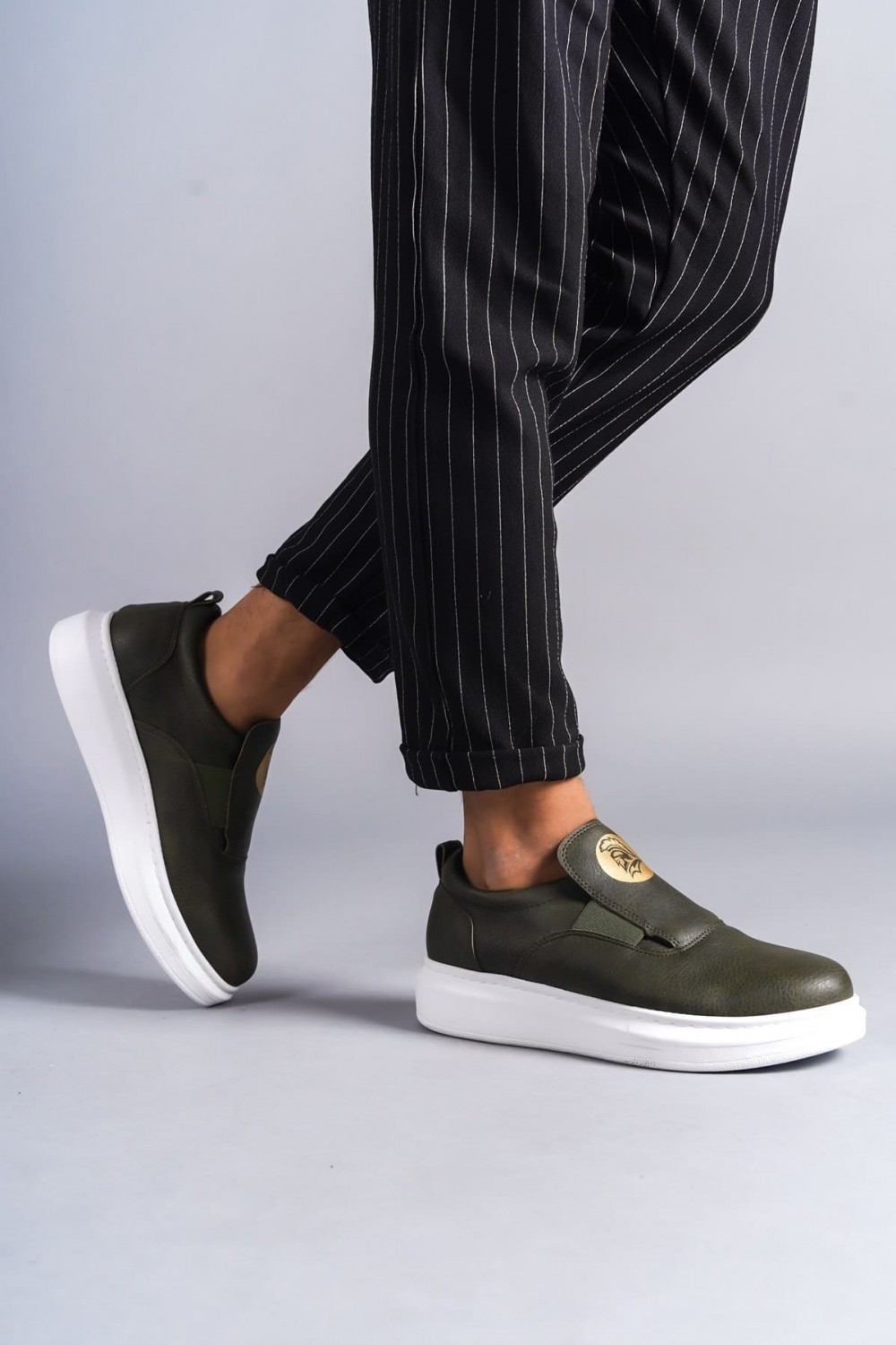 SLW161 Hippo Bağcıksız Cilt Erkek Günlük Sneaker Ayakkabı CBT - Haki SLW161 Hippo Bağcıksız Cilt Erkek Günlük Sneaker Ayakkabı CBT - Haki