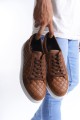 SLW166 Prestige Bağcıklı Cilt Kapitone Desenli Erkek Günlük Sneaker Ayakkabı CBT - Taba