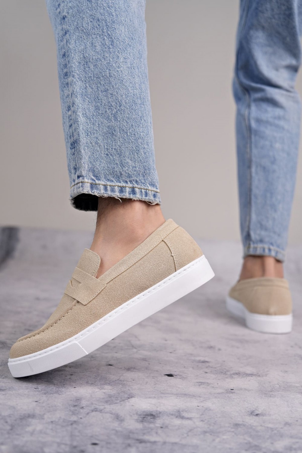 SLW180 Estilo X Bağcıksız Süet Erkek Günlük Spor Klasik Ayakkabı SBT - Krem SLW180 Estilo X Bağcıksız Süet Erkek Günlük Spor Klasik Ayakkabı SBT - Krem