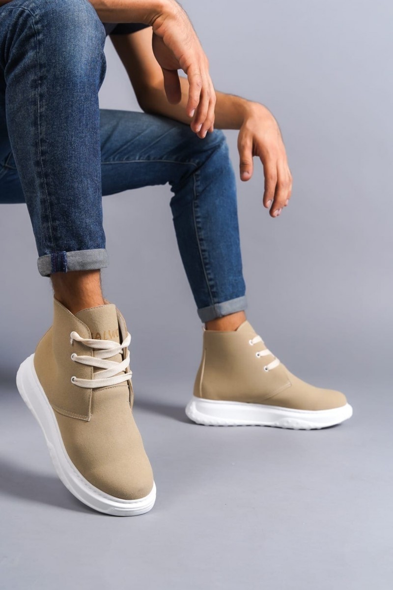 SLW204 Franca Bağcıklı Süet Erkek Spor Bot BT - Bej