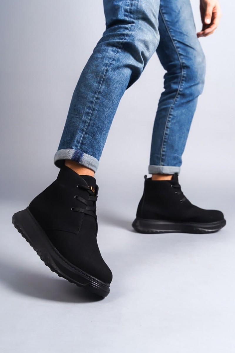 SLW204 Franca Bağcıklı Süet Erkek Spor Bot ST - Siyah