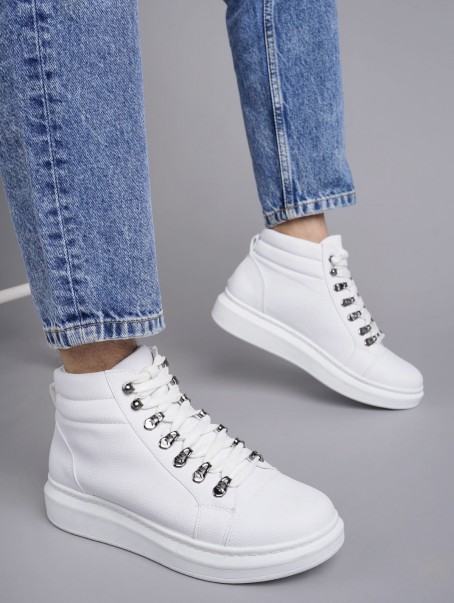 SLW206 Ottawa Bağcıklı Cilt Erkek Günlük Spor Bot BT - Beyaz