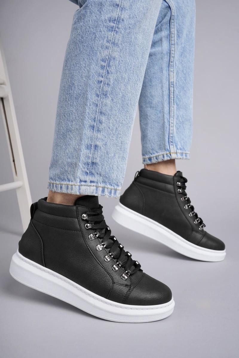 SLW206 Ottawa Bağcıklı Cilt Erkek Günlük Spor Bot BT - Siyah