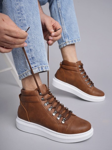 SLW206 Ottawa Bağcıklı Cilt Erkek Günlük Spor Bot BT - Taba