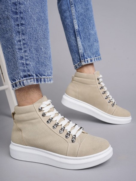 SLW206 Ottawa Bağcıklı Süet Erkek Günlük Spor Bot BT - Krem