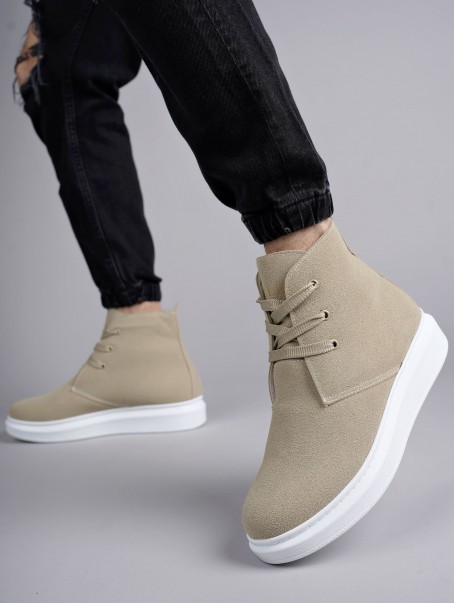 SLW207 Oslo Bağcıklı Süet Erkek Günlük Spor Bot BT - Krem
