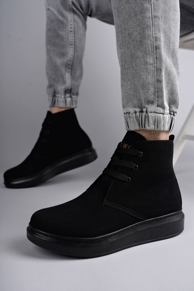 SLW207 Oslo Bağcıklı Süet Erkek Günlük Spor Bot ST - Siyah