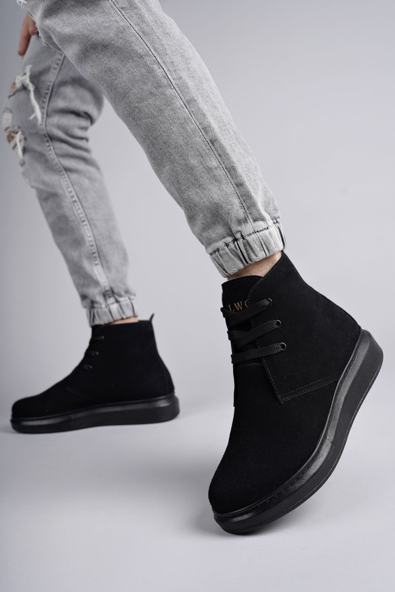 SLW207 Oslo Bağcıklı Süet Erkek Günlük Spor Bot ST - Siyah
