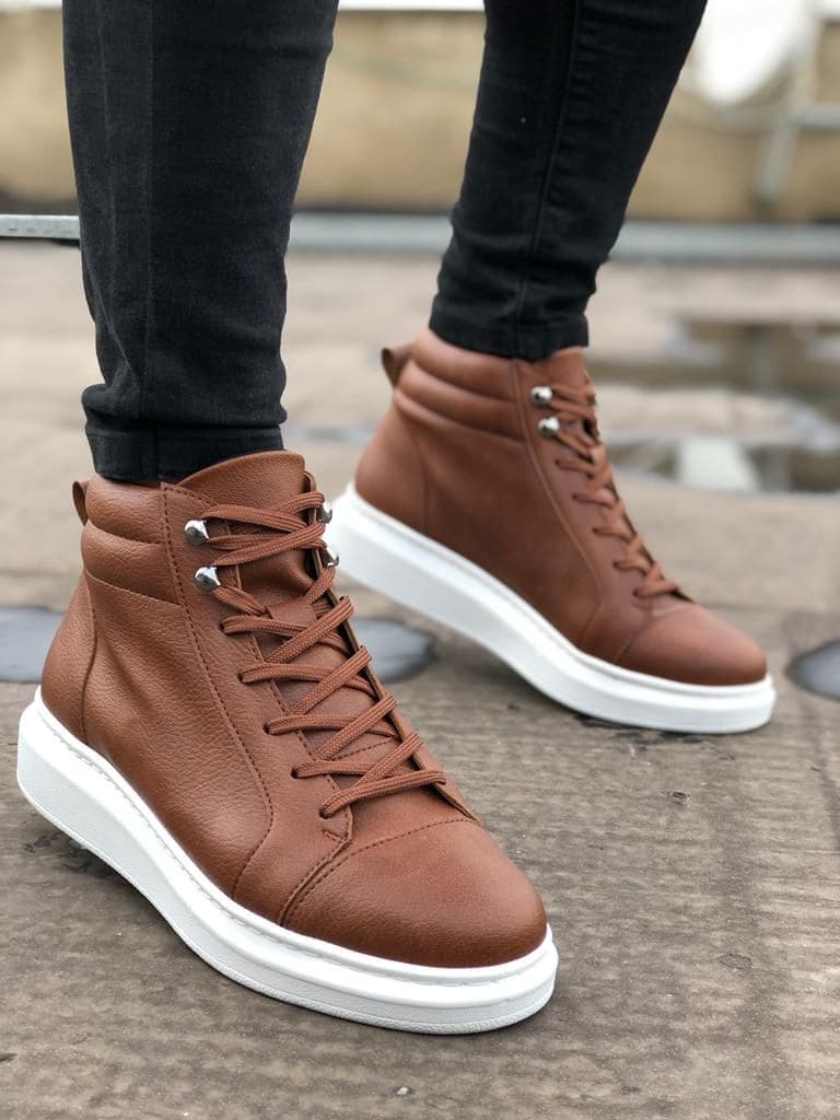 SLW202 Toronto Bağcıklı Cilt Erkek Spor Bot BT - Taba görsel 1