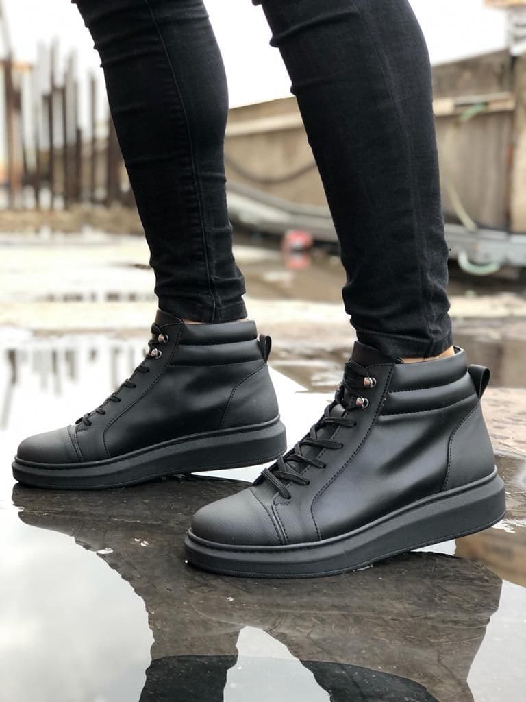 SLW202 Toronto Bağcıklı Cilt Erkek Spor Bot ST - Siyah görsel 1