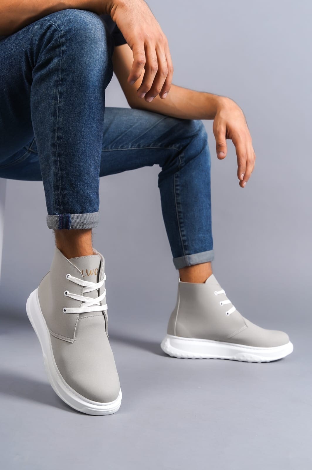 SLW204 Franca Bağcıklı Süet Erkek Spor Bot BT - Gri görsel 1